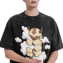 Load image into Gallery viewer, Appa Cuddling Clouds Avatar The Last Airbender Washed T Shirts (Unisex)
