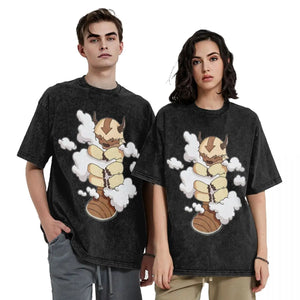 Appa Cuddling Clouds Avatar The Last Airbender Washed T Shirts (Unisex)